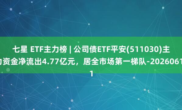 七星 ETF主力榜 | 公司债ETF平安(511030)主力资金净流出4.77亿元，居全市场第一梯队-20260611