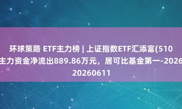 环球策路 ETF主力榜 | 上证指数ETF汇添富(510980)主力资金净流出889.86万元，居可比基金第一-20260611