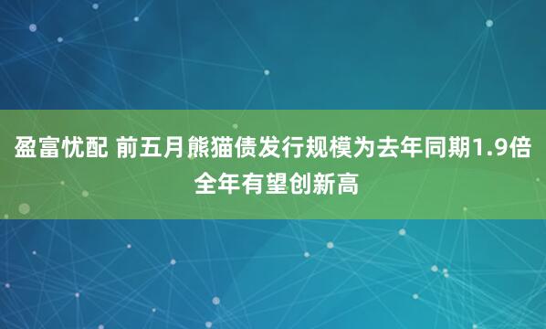 盈富忧配 前五月熊猫债发行规模为去年同期1.9倍 全年有望创新高